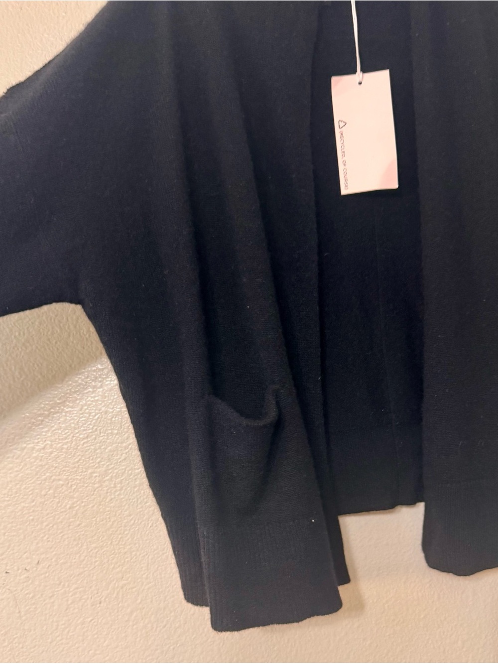 360 Cashmere Black Open Front Cardigan Sweater Jacket Pockets Size S NWT - Picture 4 of 7